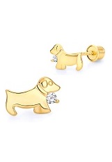 gorgeous lovely dog cubic zirconia baby stud earrings